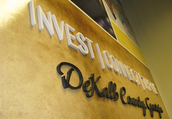 Wall Mural w/ Dimensional Letters & Displays | DeKalb County Development Authority | Decatur, GA